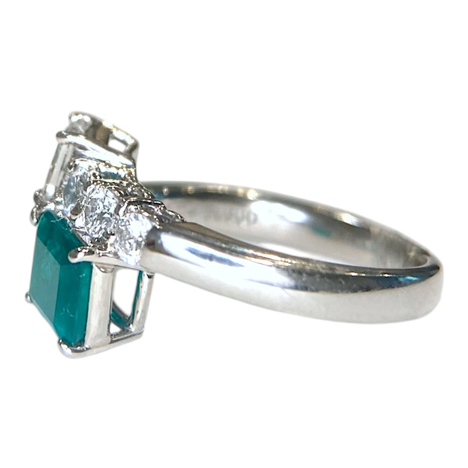 Platinum Emerald and Diamond Toi et Moi Ring
