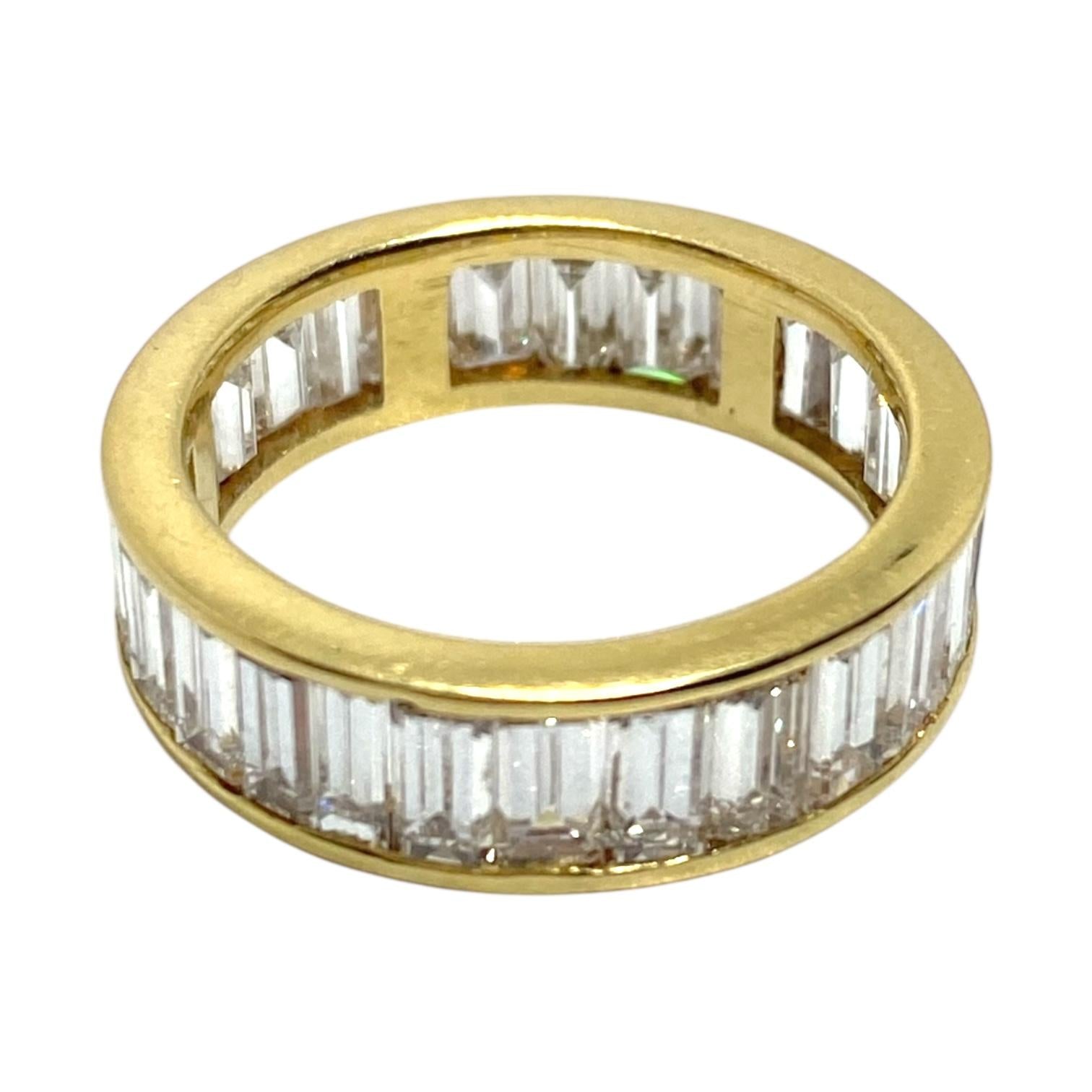 Vintage 18K Yellow Gold Baguette Cut Diamond Eternity Band