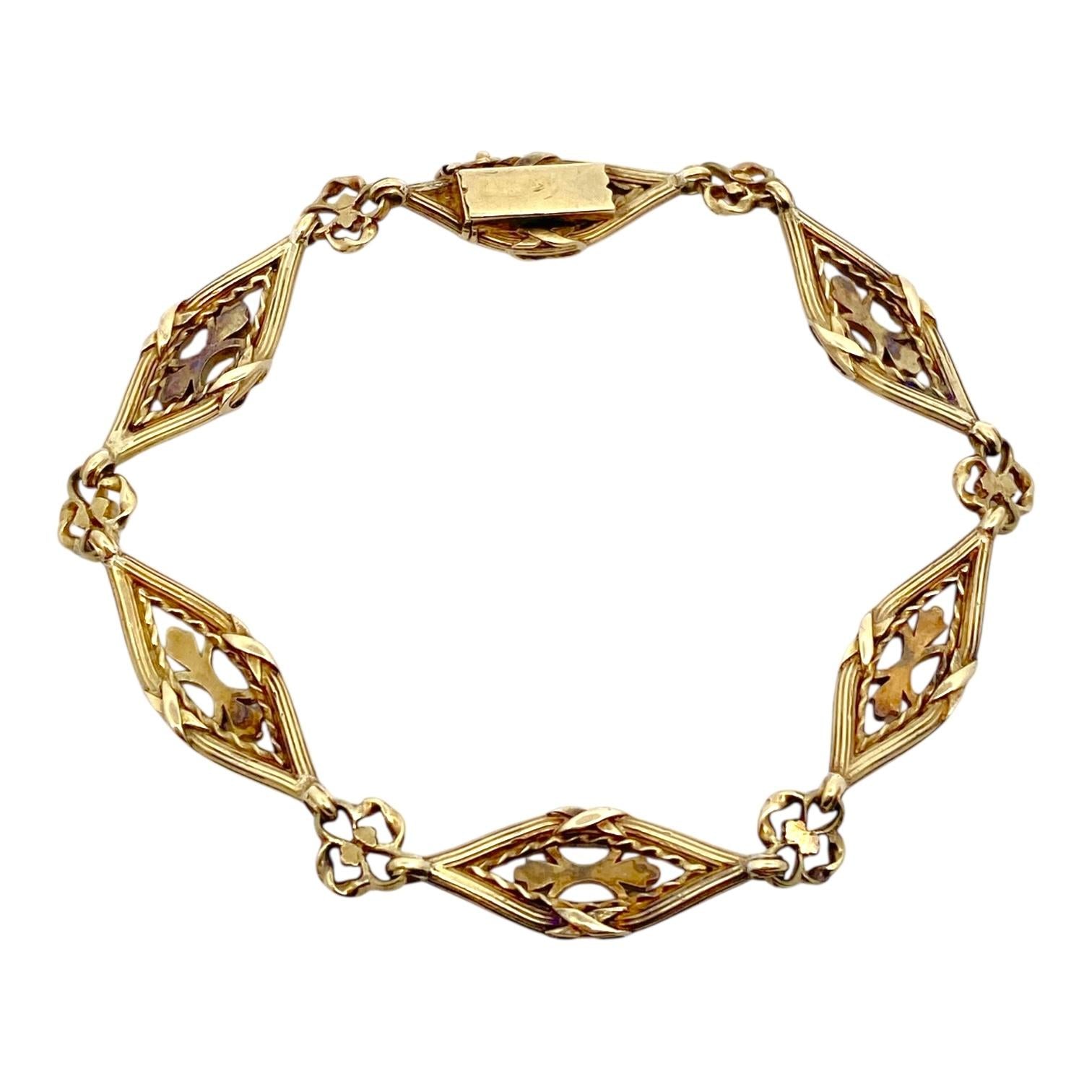 Antique French Art Noouveau 18K Yellow Gold Bracelet
