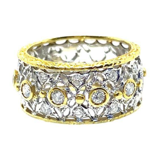 Vintage 18K Lace Design Diamond Band Ring