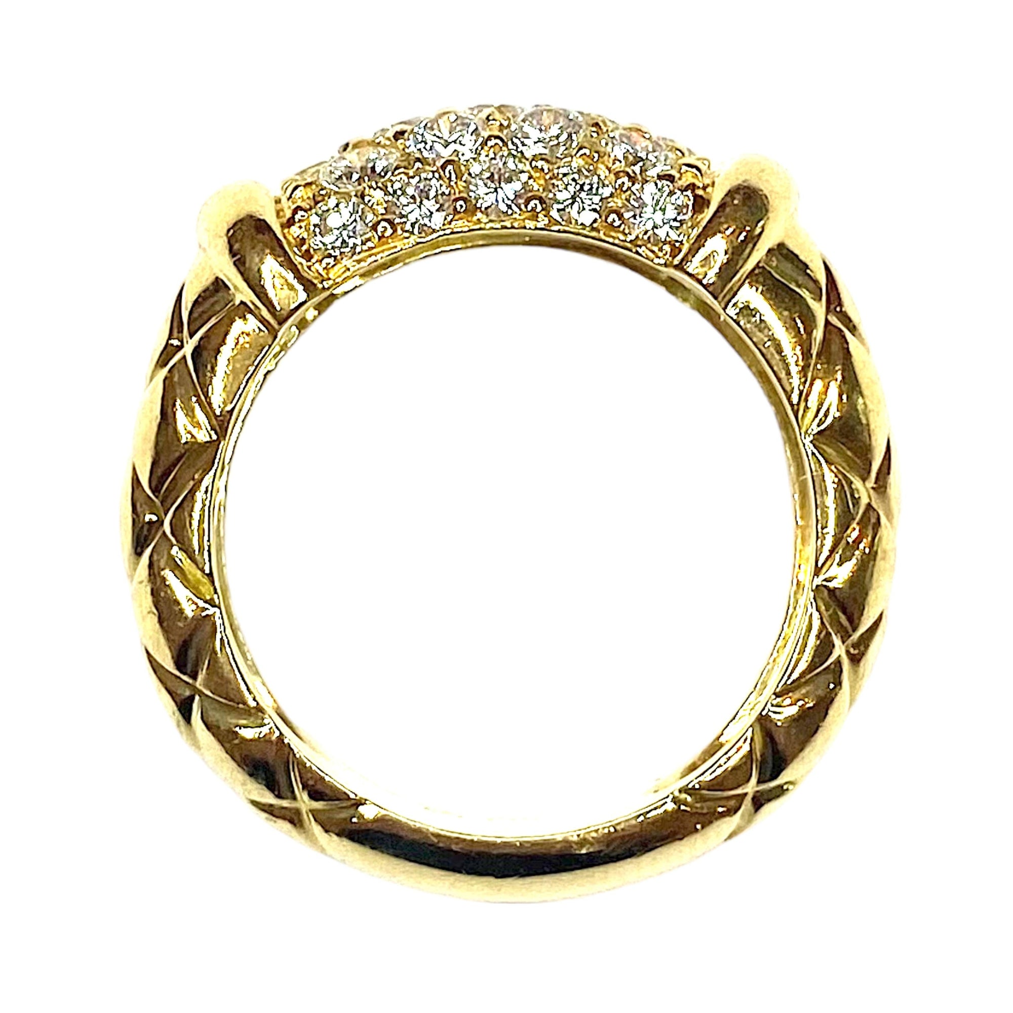 Vintage Quilted 18K Gold Diamond Band Ring