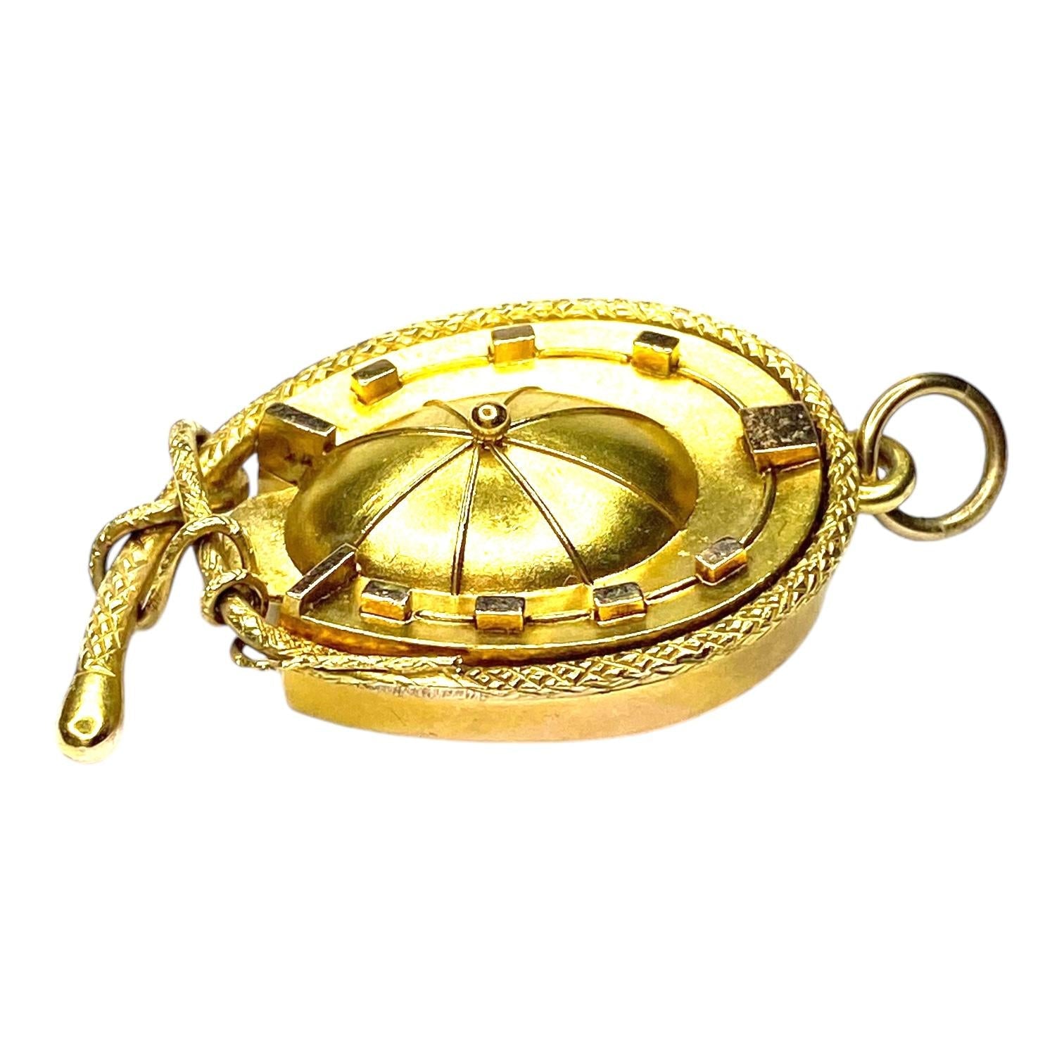 Antique 14K Gold Horseshoe Jockey Locket