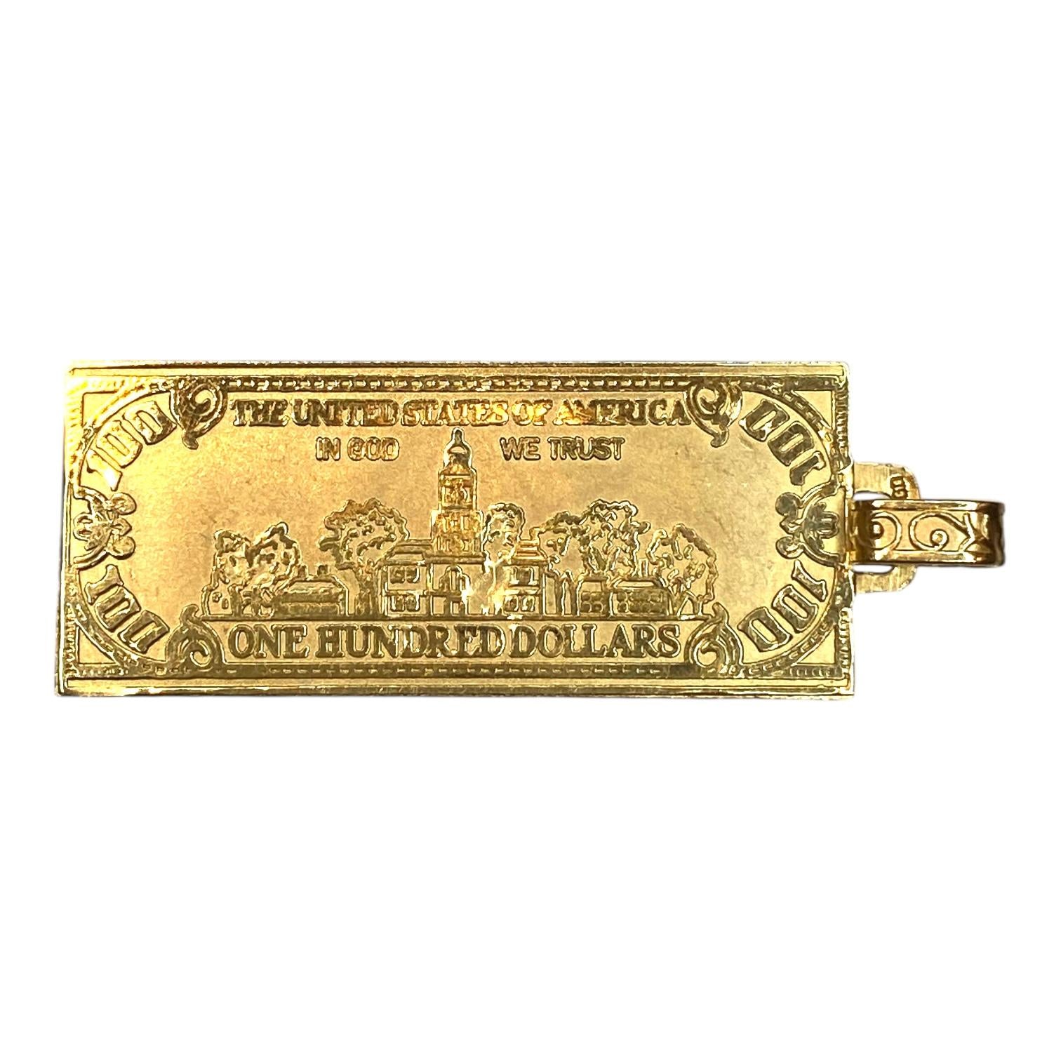 Vintage 14K Large 100 Dollar Bill Pendant