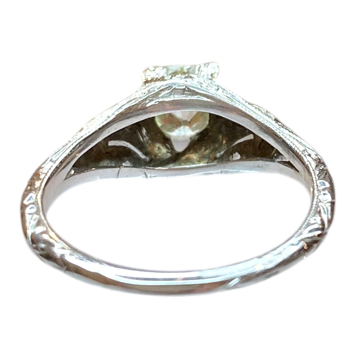 Vintage 18K White Gold Diamond Solitaire Ring