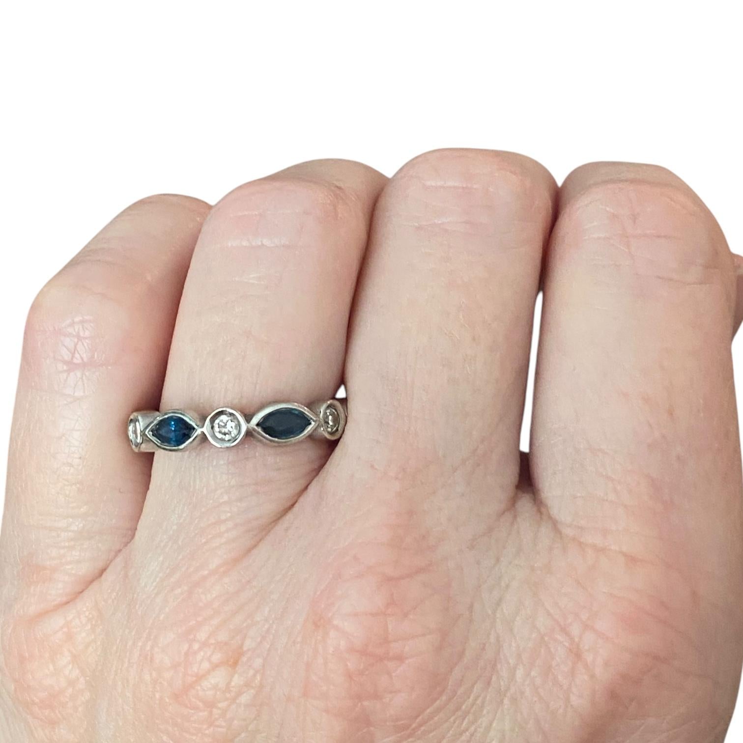 14K White Gold Sapphire & Diamond Eternity Band