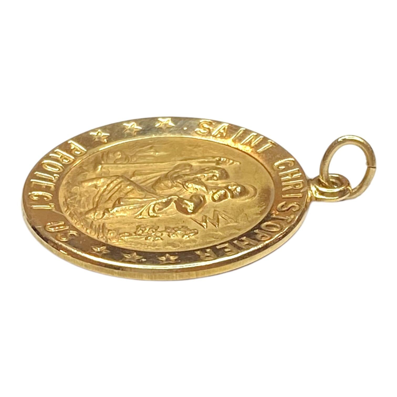 Vintage 14K Yellow Gold Saint Christopher Pendant HIGH KARAT LLC