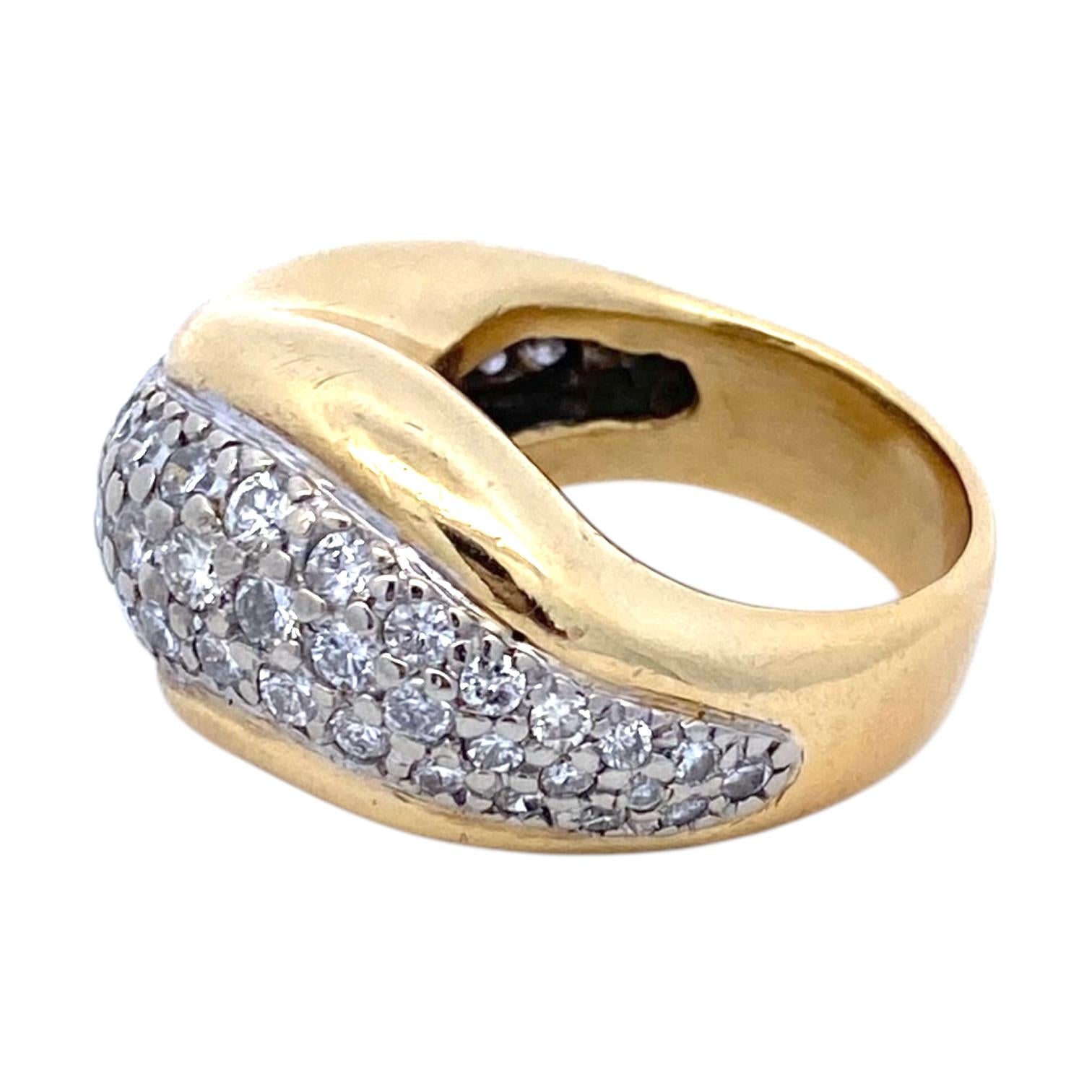 Vintage 18K Gold Pave Diamond Dome Ring