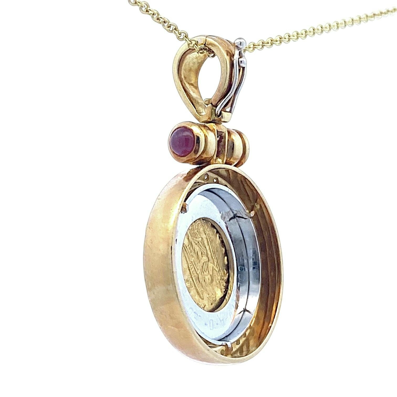 18K Diamond & Ruby Pendant Enhancer with Leo I Gold Solidus Coin