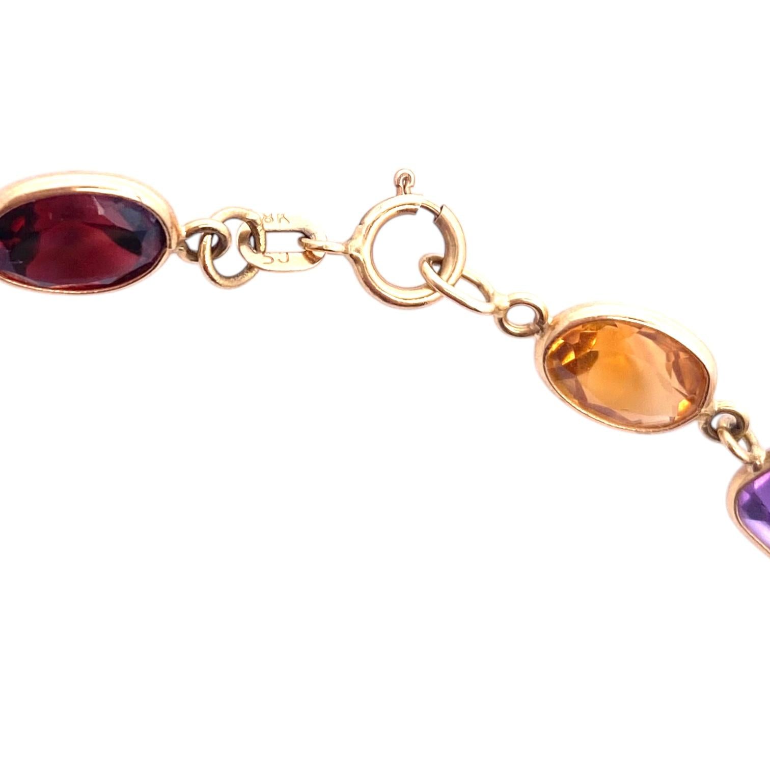 Vintage 18K Gold Multi Gemstone Bracelet