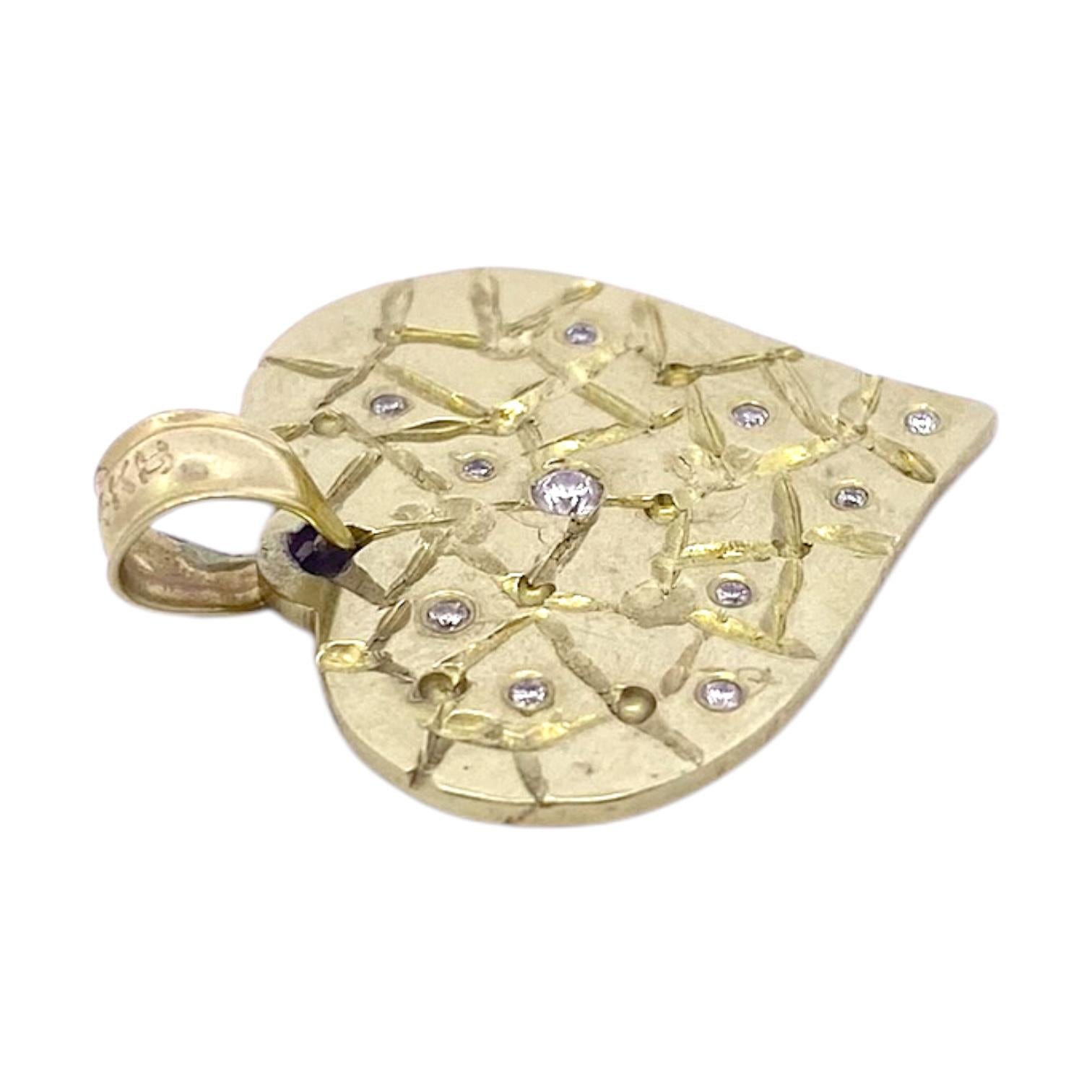 Vintage 14K Gold Diamond Heart Pendant