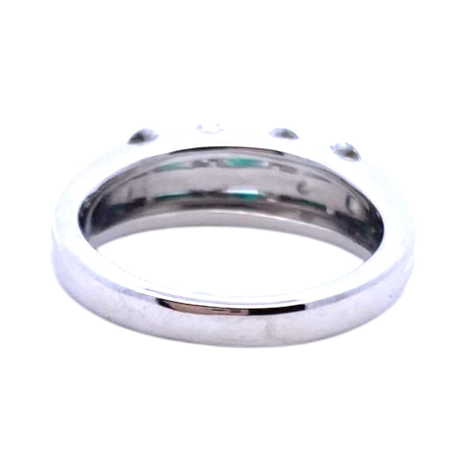 Vintage Platinum Emerald and Diamond Band Ring