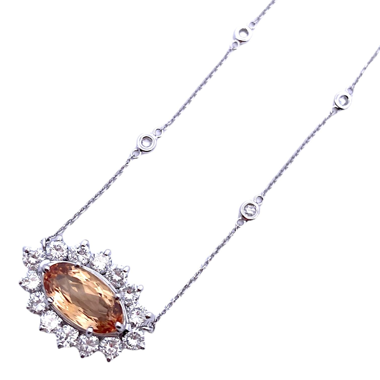 Imperial Topaz and Diamond Necklace
