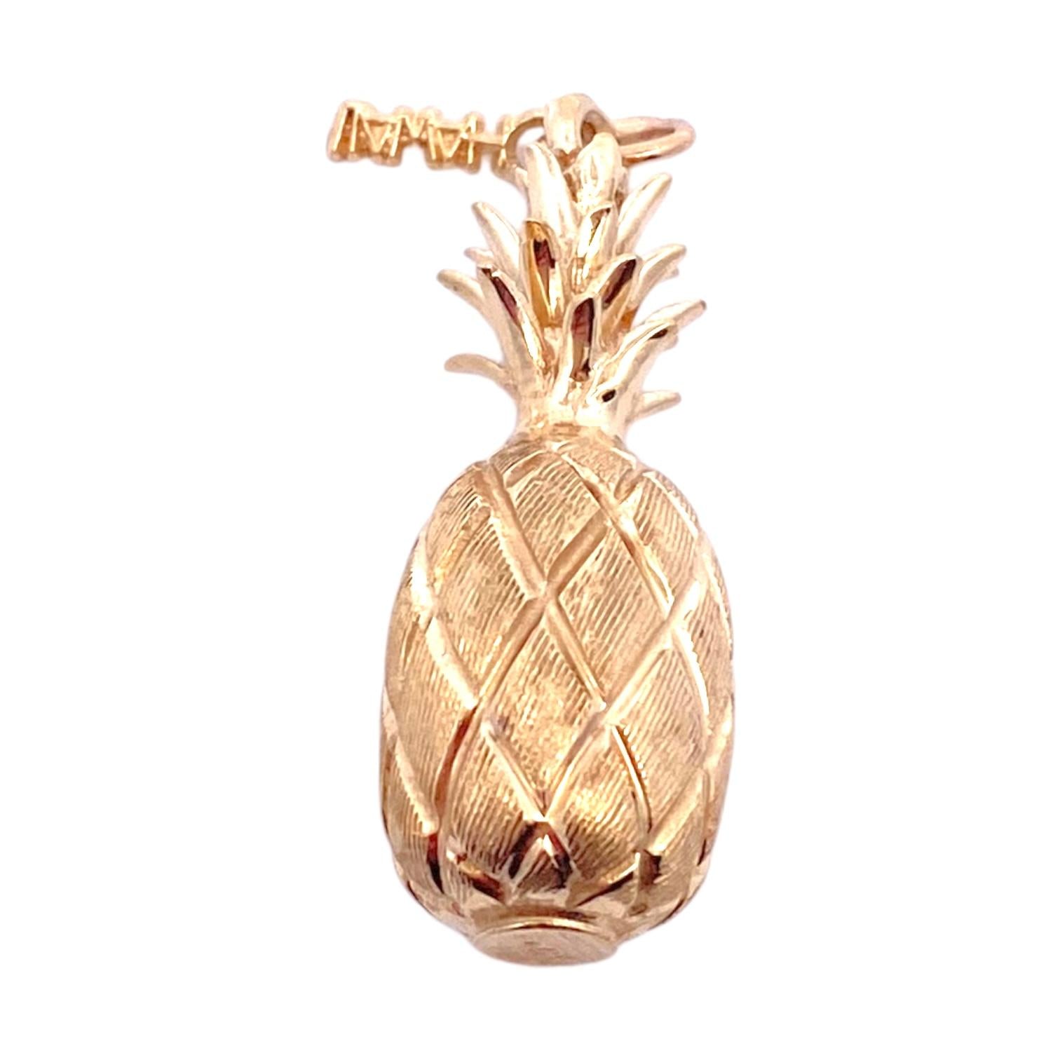 Vintage 14K Gold Hawaii Pineapple Charm Pendant