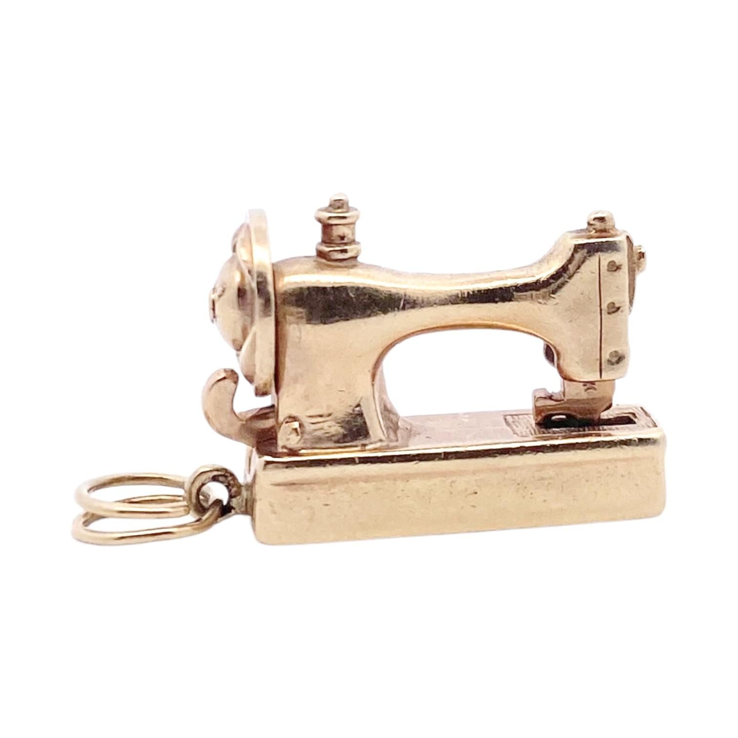 Vintage 14K Gold Sewing Machine Charm Pendant