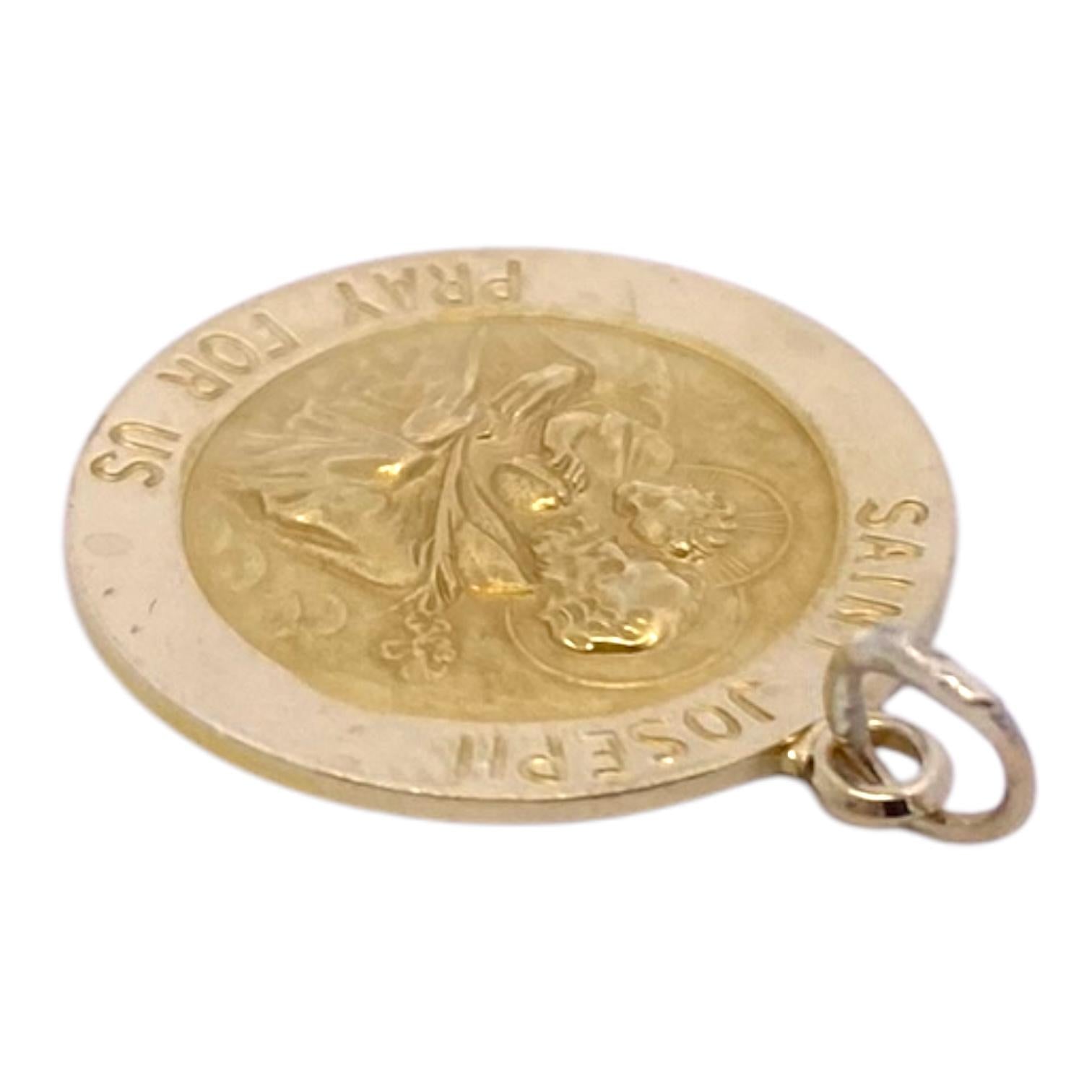 Vintage 14K Saint Joseph Pray For Us Charm Pendant