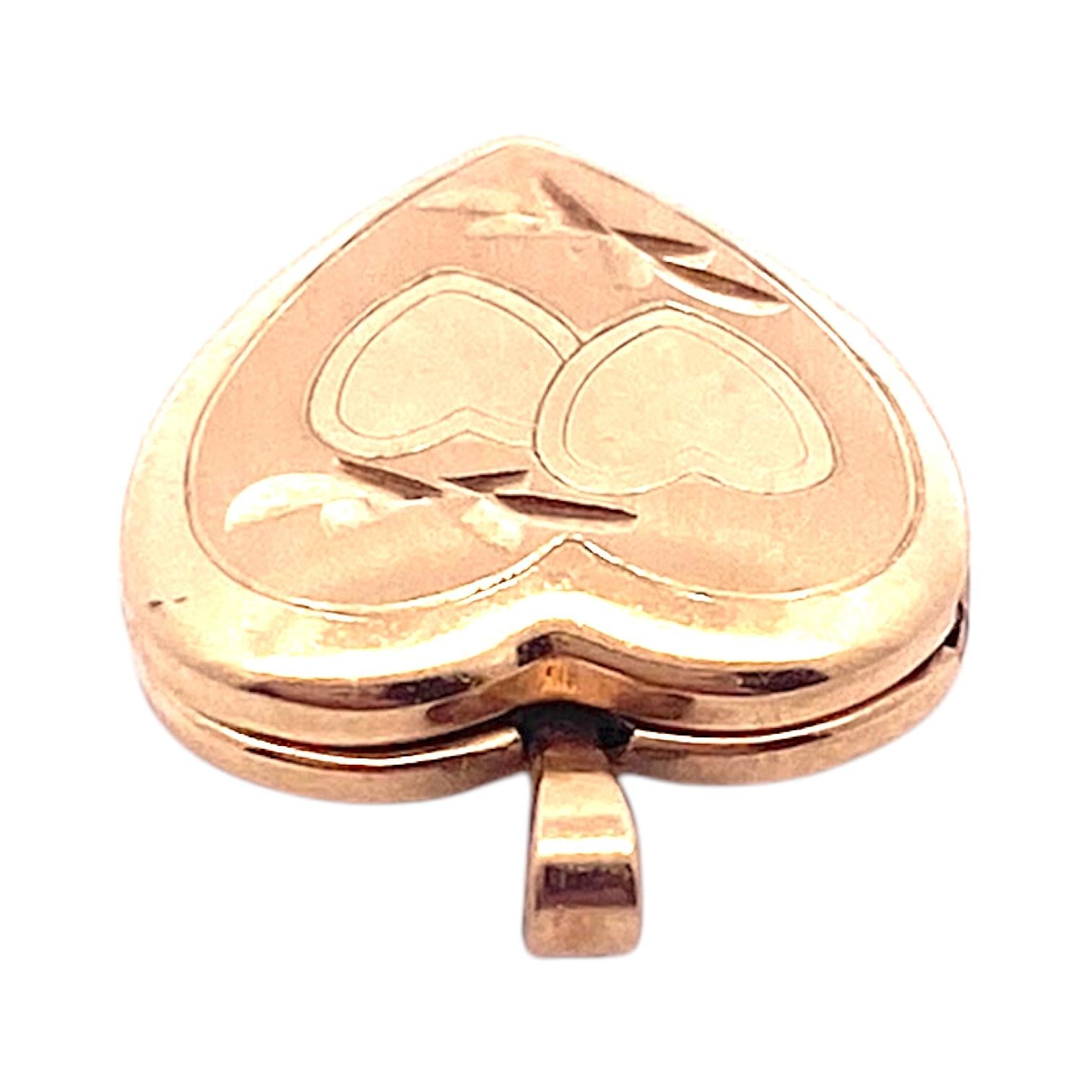 Vintage 14K Yellow Gold Small Heart Locket Charm Pendant