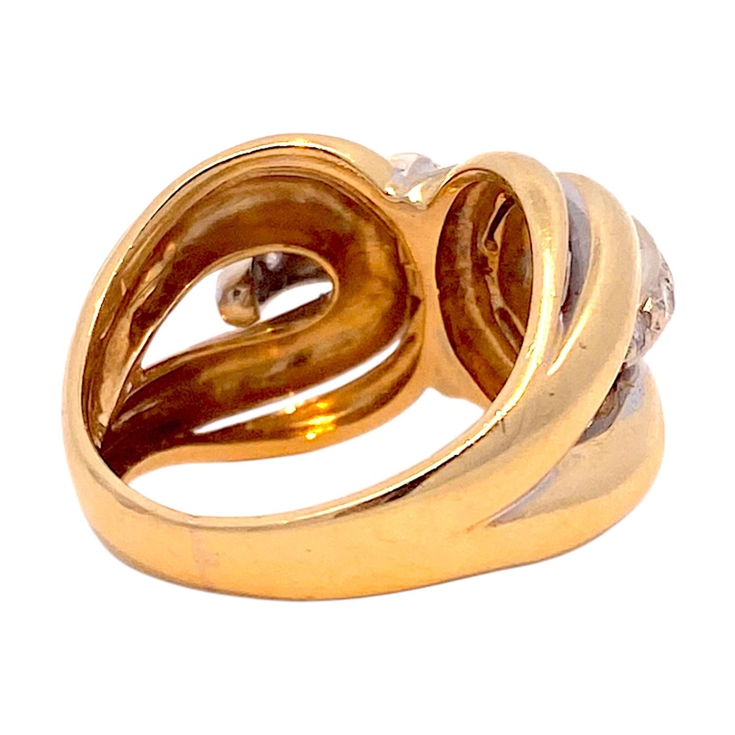 Vintage 18K Two Tone Diamond Cocktail Ring