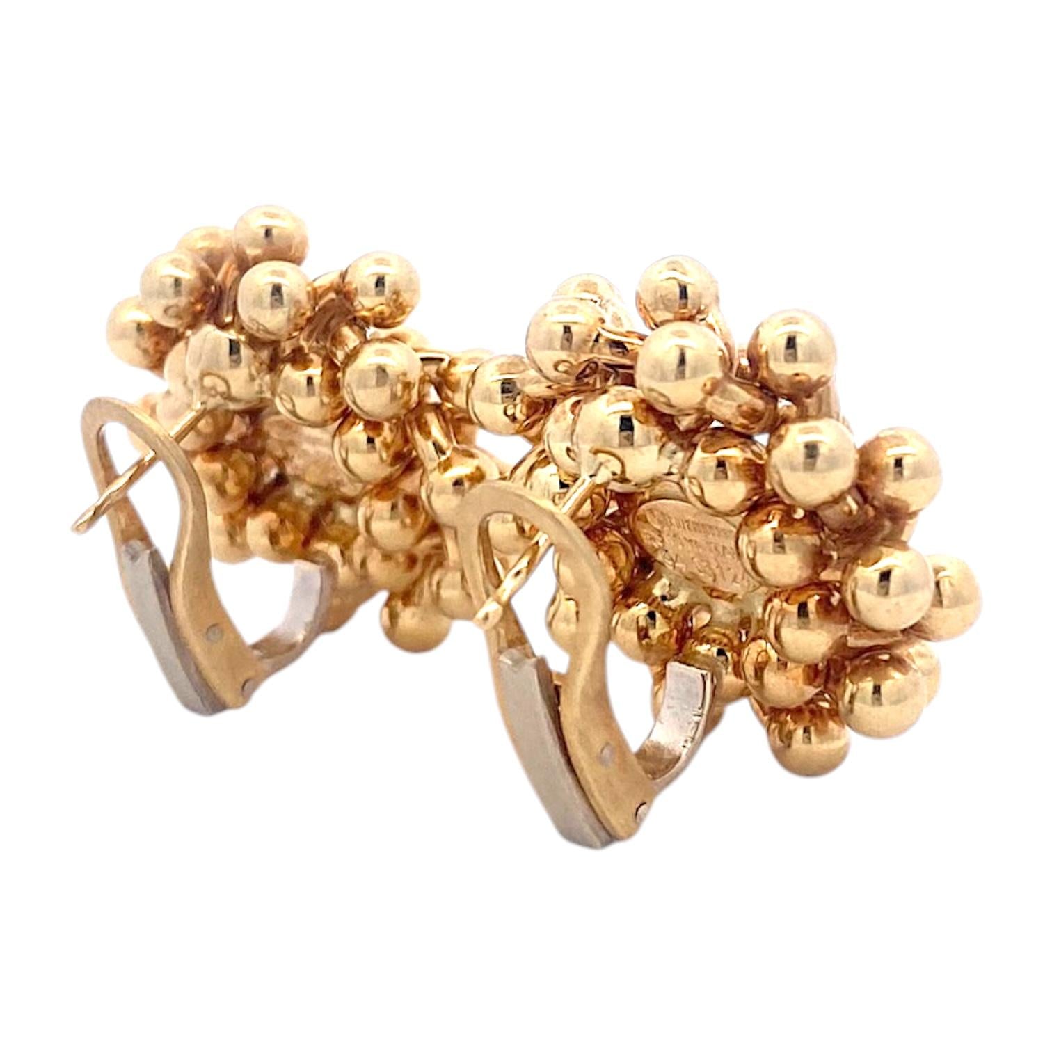 Vintage Chiampesan 18K Yellow Gold Beaded Earrings