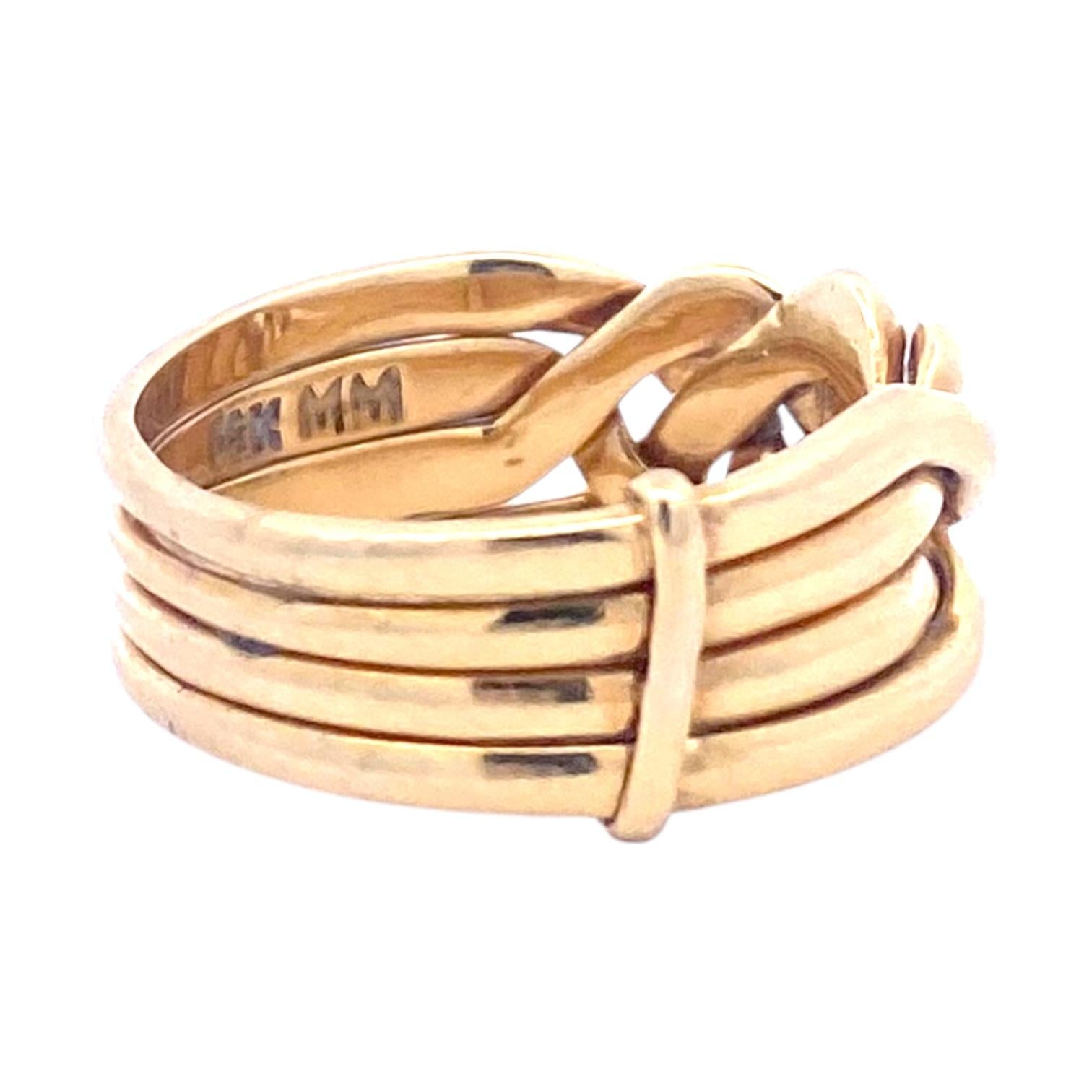 Vintage 18K Yellow Gold Puzzle Ring Size 7