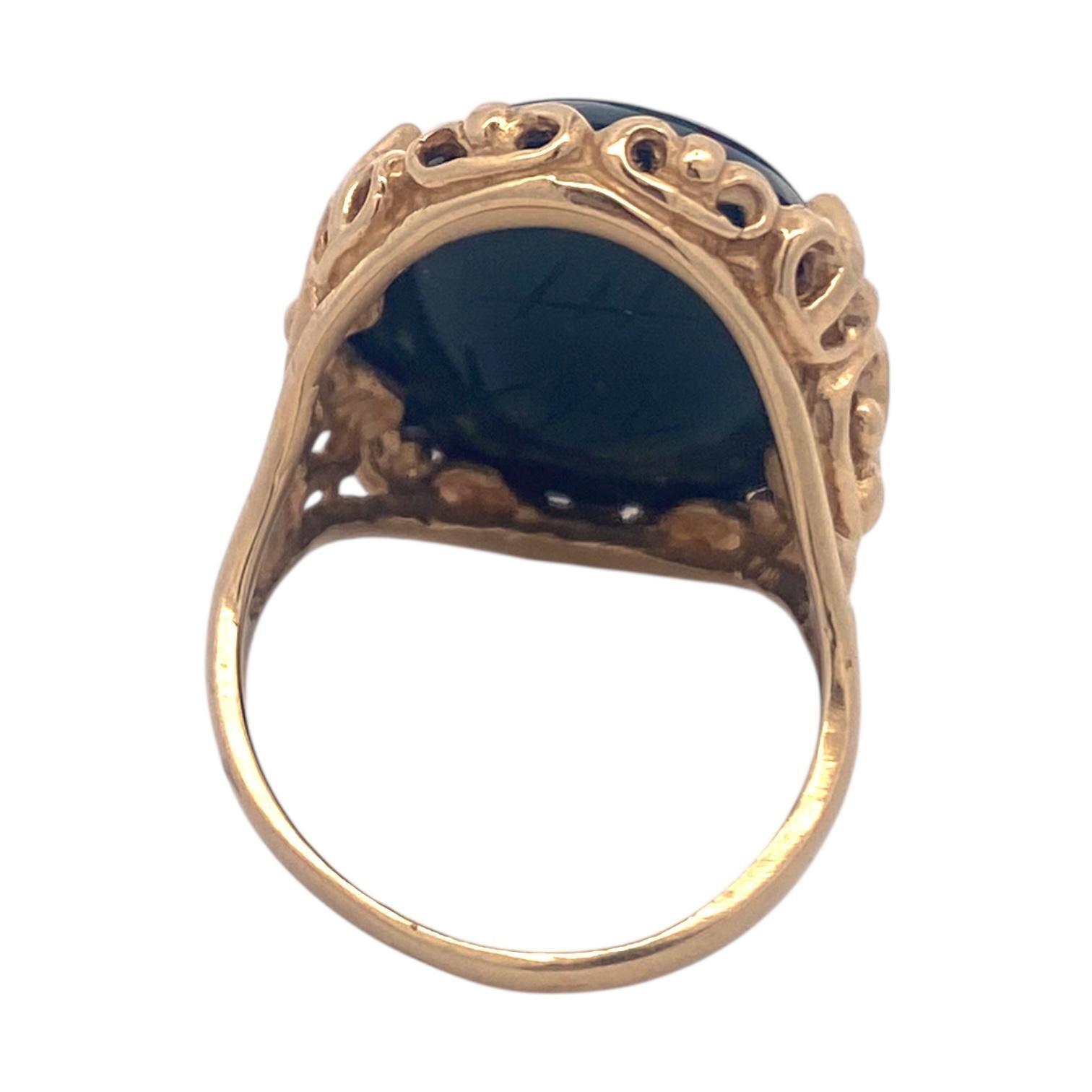 Vintage 14K Gold Scarab Bloodstone Cabochon Ring
