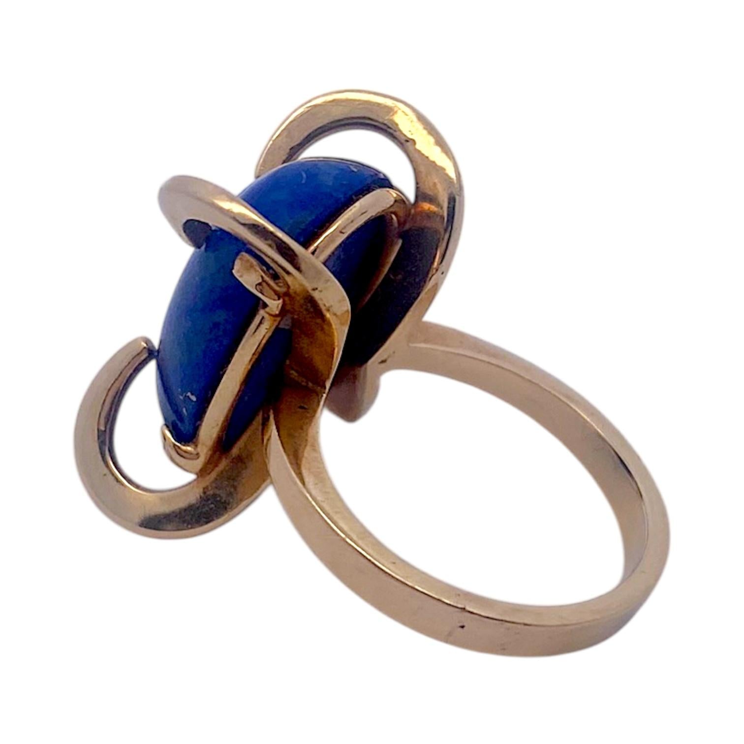 Vintage 14K Yellow Gold Lapis Lazuli Ring