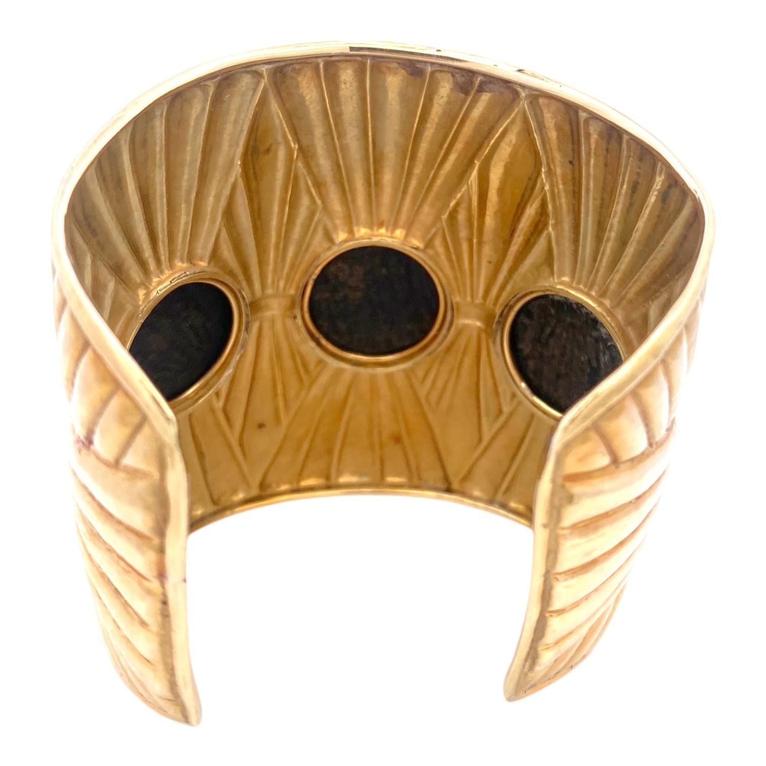 Large 18K Gold Roman Coins Cuff Bracelet