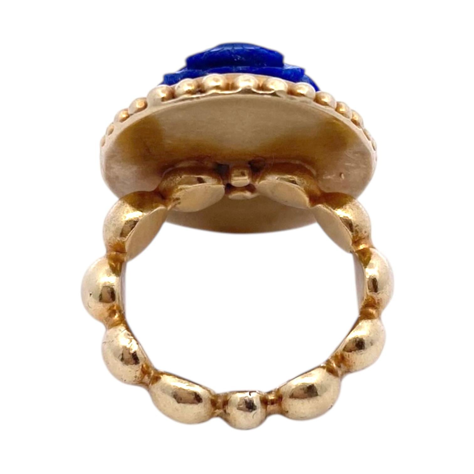 Large 18K Gold Lapis Lazuli Scarab Ring