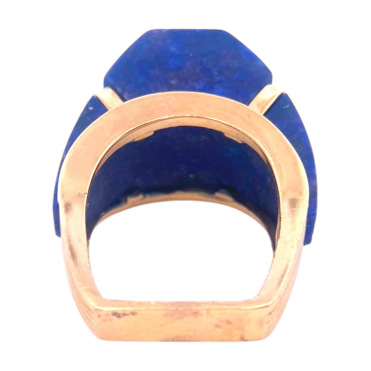 Mid-Century Design 14K Lapis Lazuli Ring