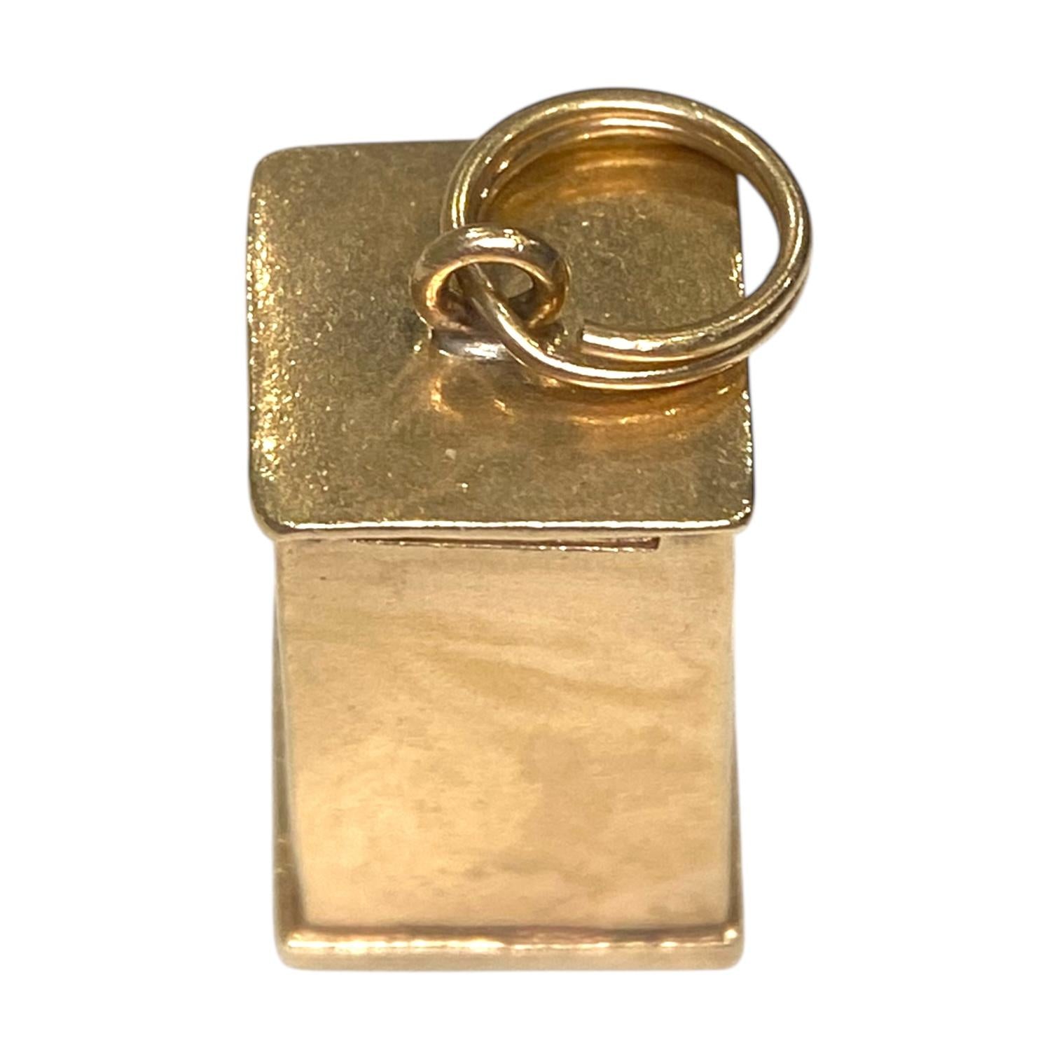 Vintage 14K Gold Articulating Phone Booth Charm Pendant
