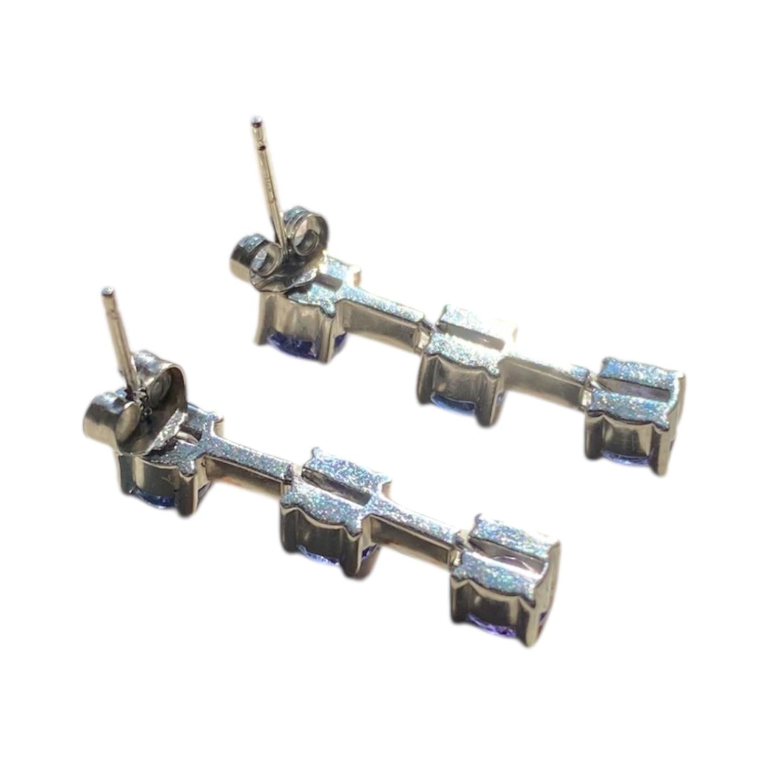 14K White Gold Tanzanite Drop Earrings