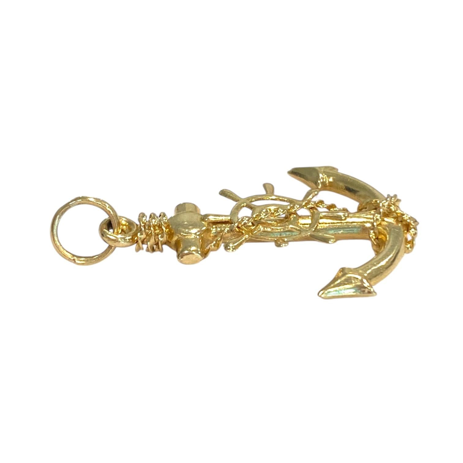 14K Yellow Gold Anchor Pendant