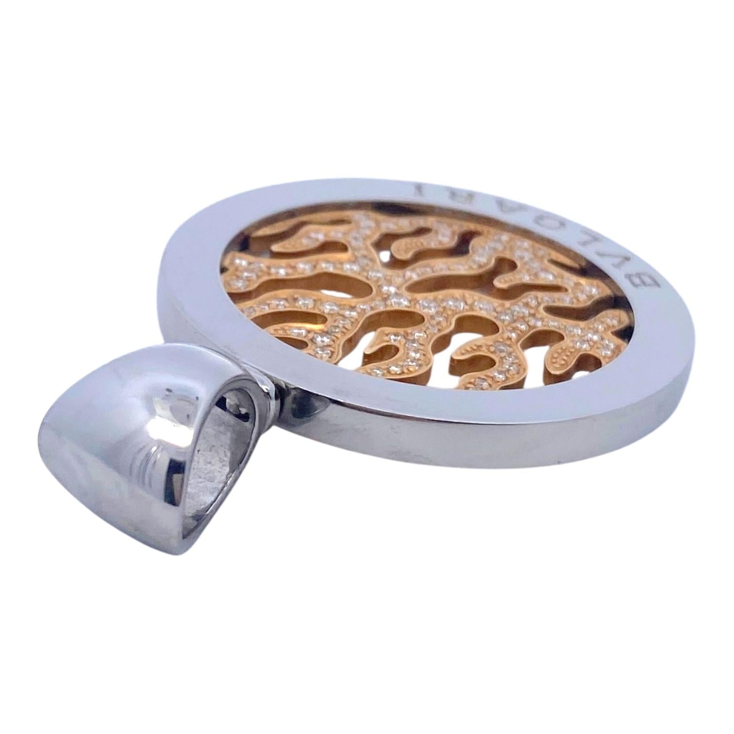 Vintage Bvlgari Tondo Fire Diamond 18K Stainless Pendant