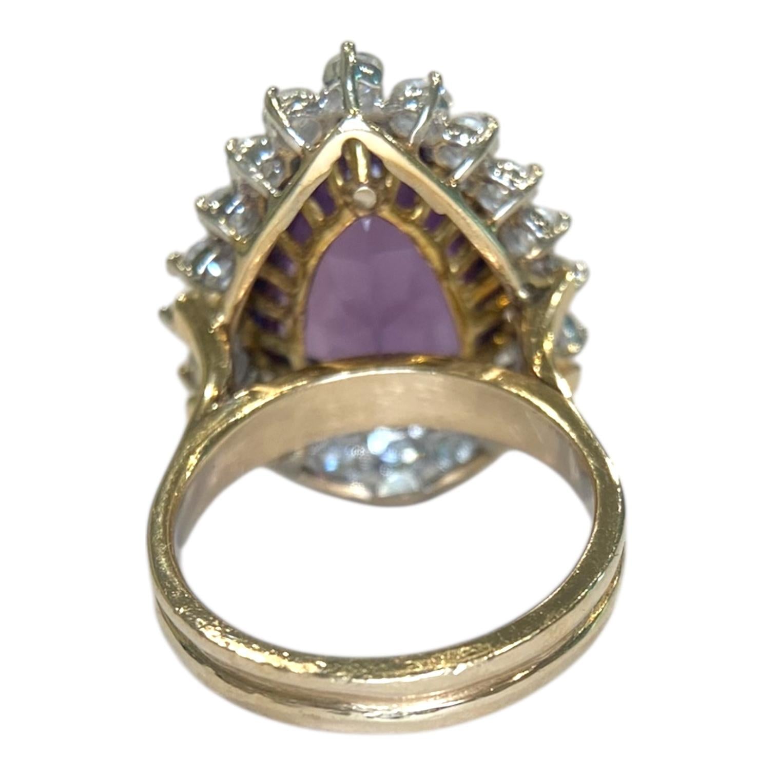 Vintage 14K Gold Amethyst & Diamond Ring