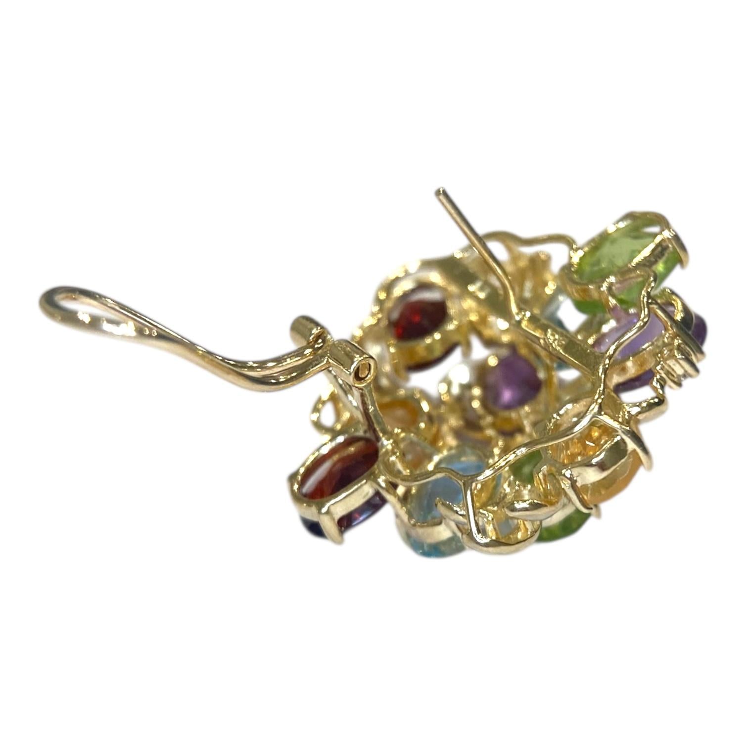 Vintage 14K Gold Multi Gemstone Tutti Frutti Earrings