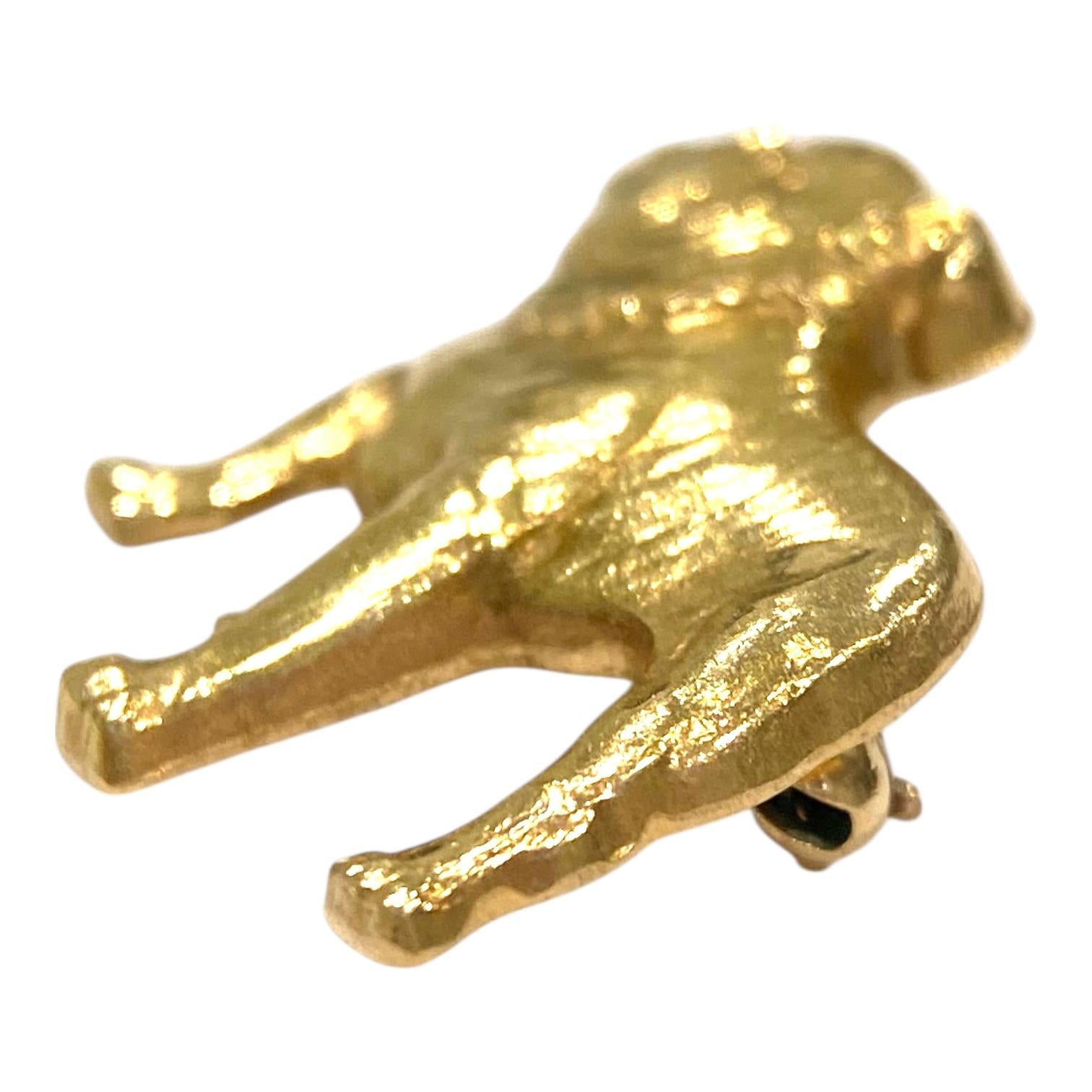 Vintage 14K Yellow Gold Bulldog Brooch