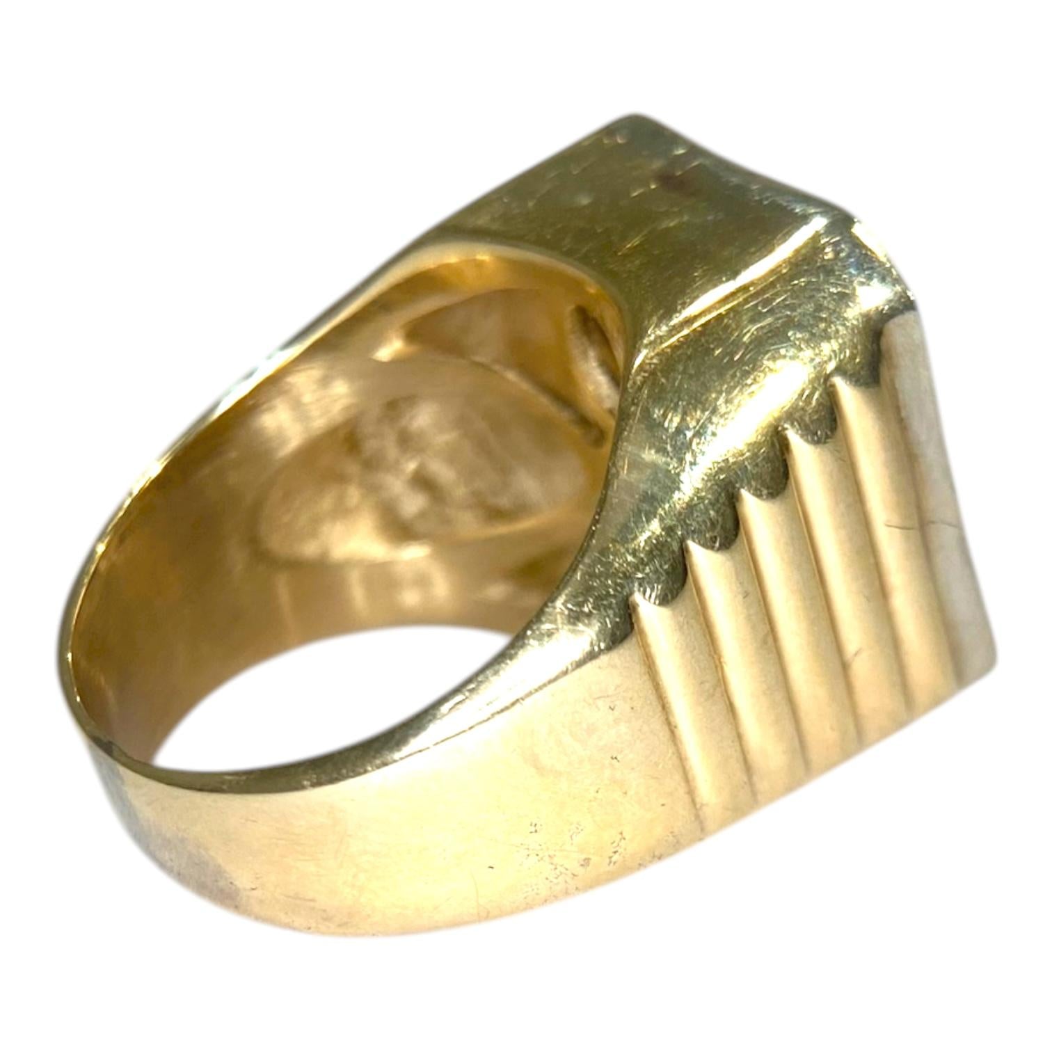 Vintage 14K Gold Onyx Floating Diamond Ring