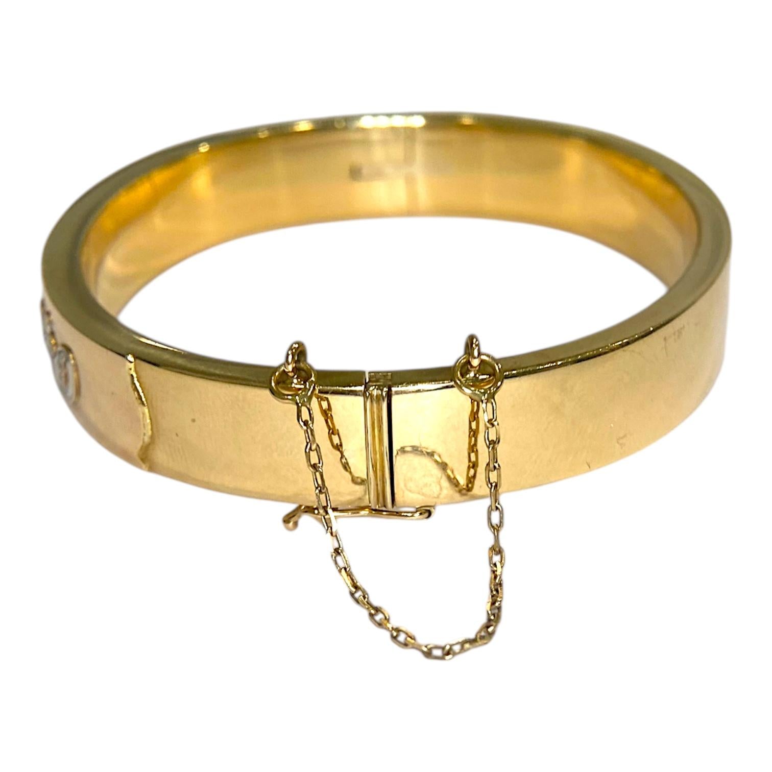 Vintage 18K Yellow "Amparo" Diamond Bangle Bracelet