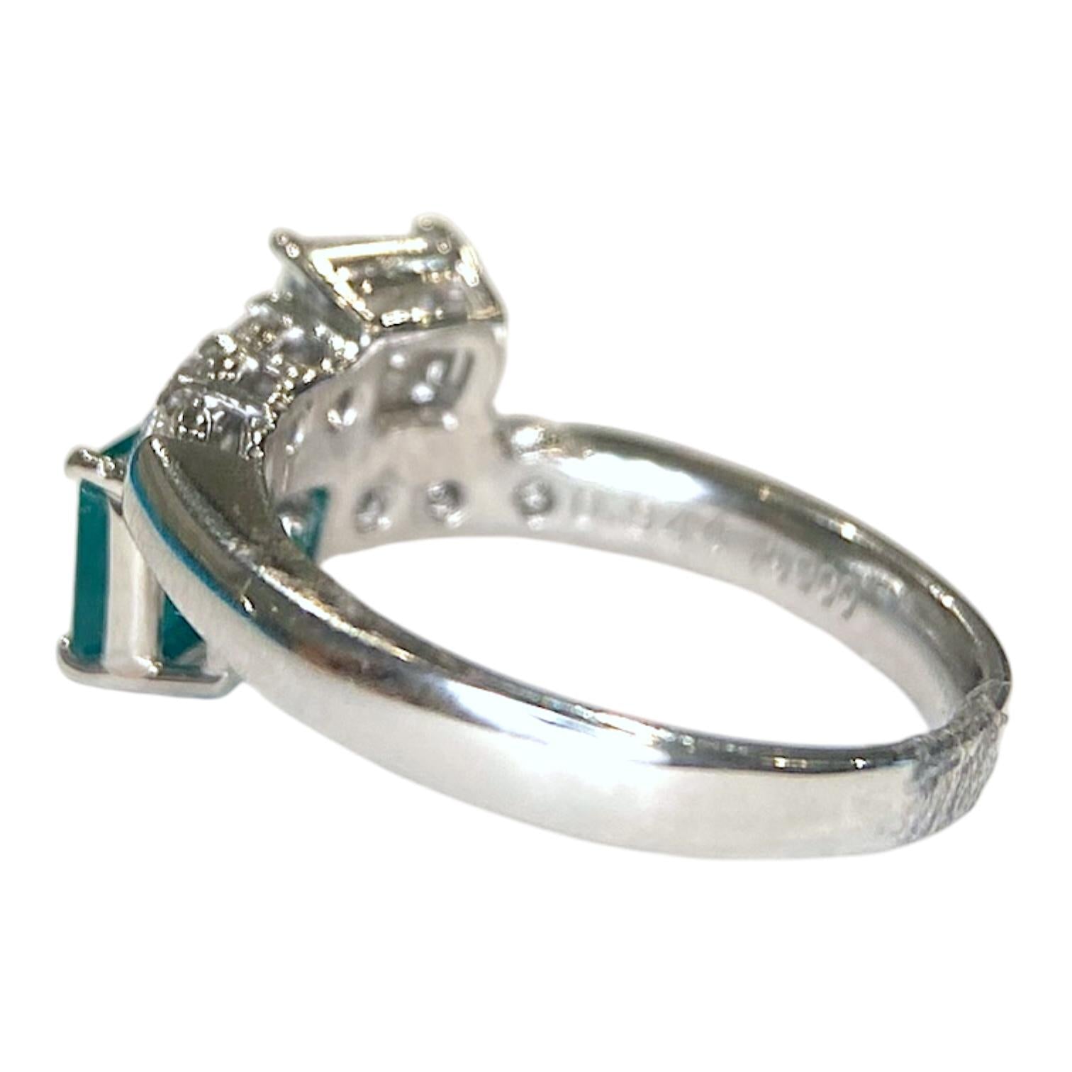 Platinum Emerald and Diamond Toi et Moi Ring