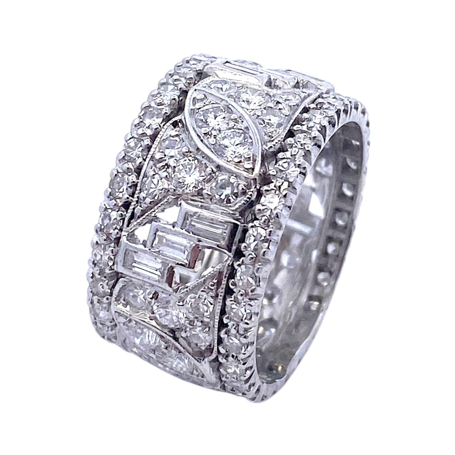 Vintage Platinum Diamond Eternity Band