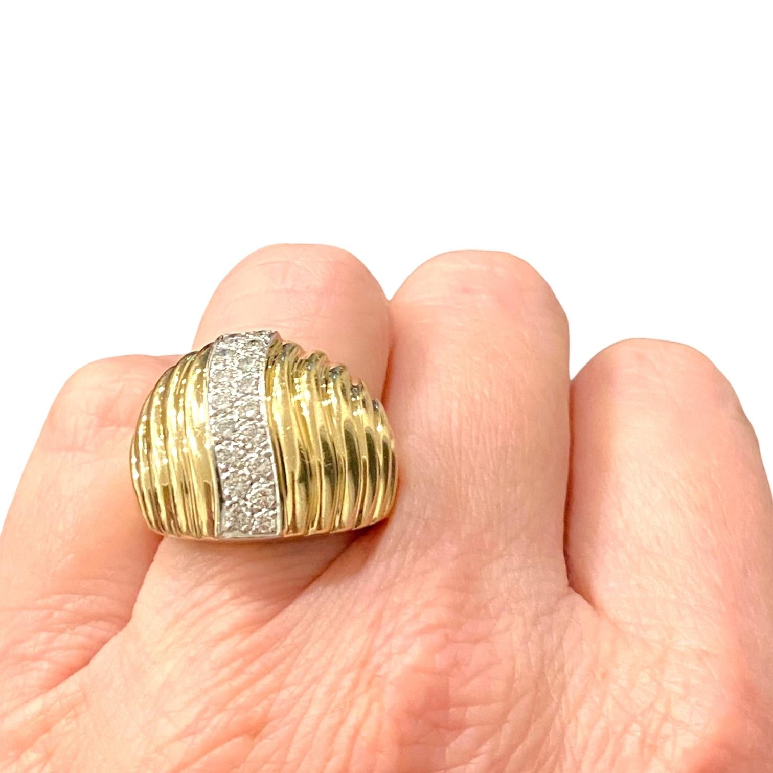 Vintage DANKNER 14K Fluted Diamond Ring