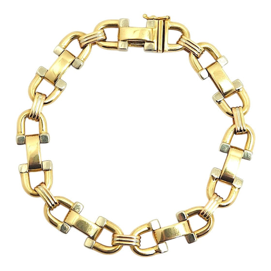 Vintage Italian 18K Two-Tone Stirrup Links Bracelet