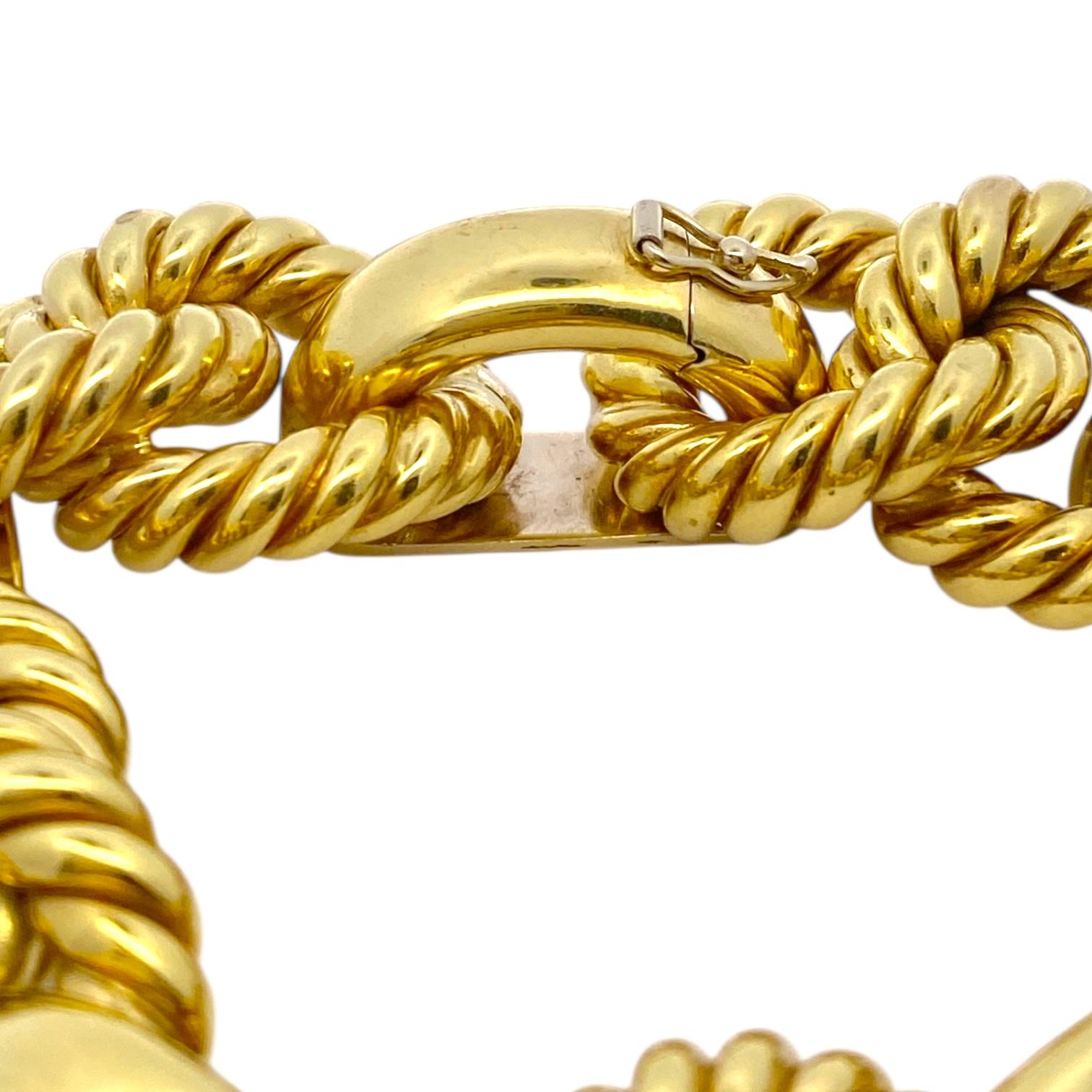 Vintage Italian 18K Yellow Gold Large Rope Style Link Bracelet