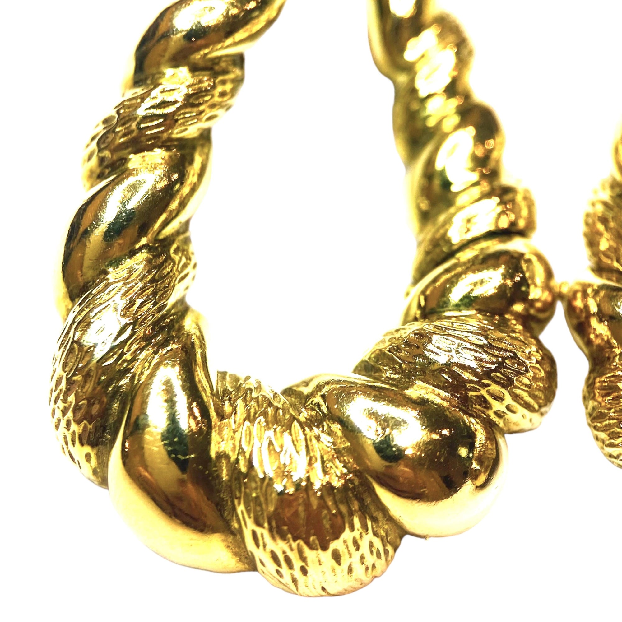 Vintage 14K Large Twisted Hoop Earrings