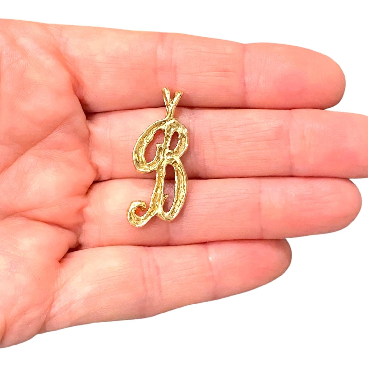 Vintage 14K Gold Letter B Pendant