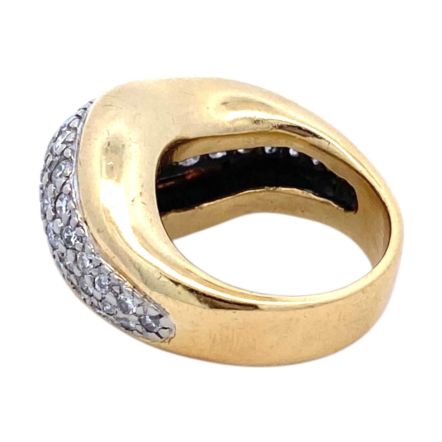 Vintage 18K Gold Pave Diamond Dome Ring