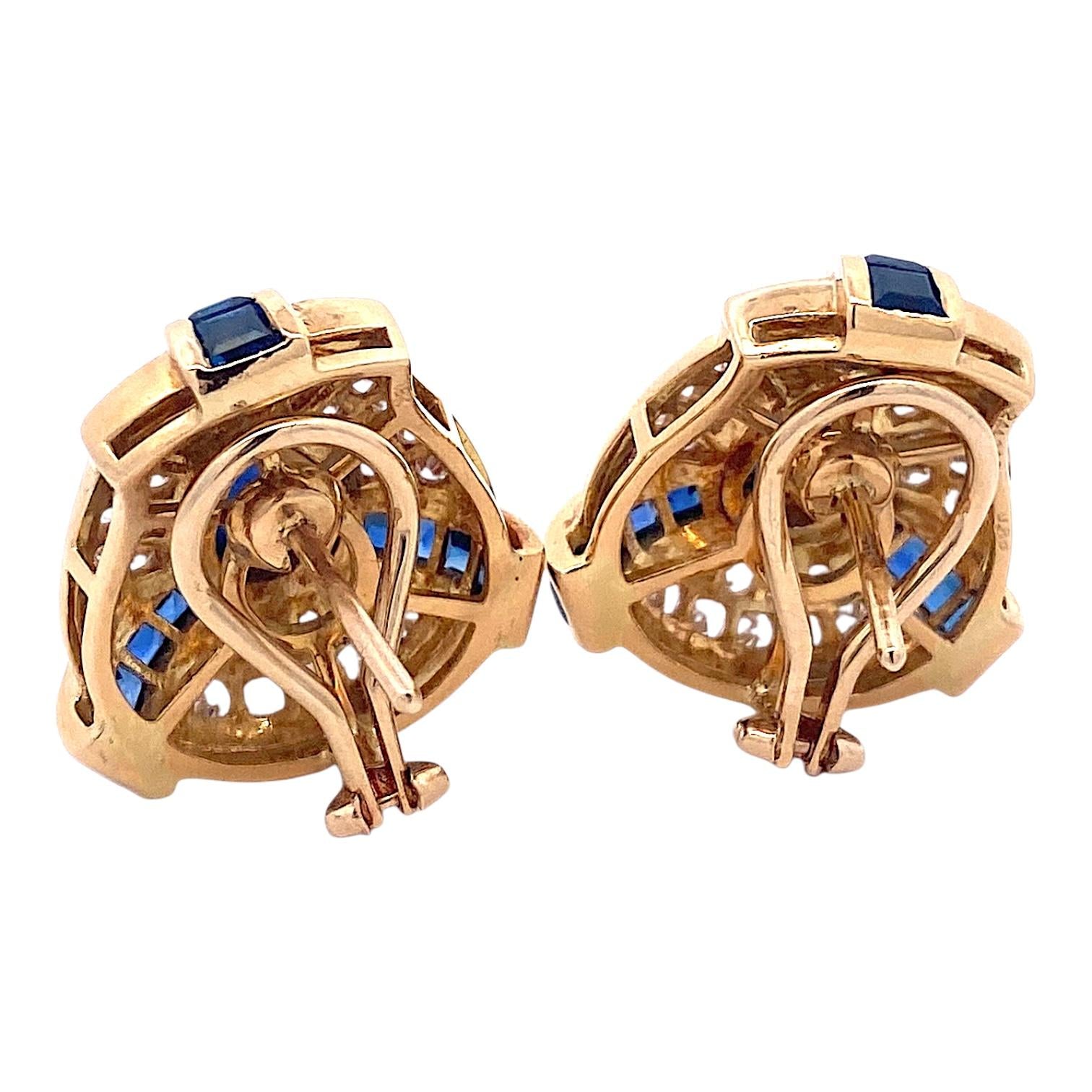 Vintage 18K Sapphire & Diamond Earrings