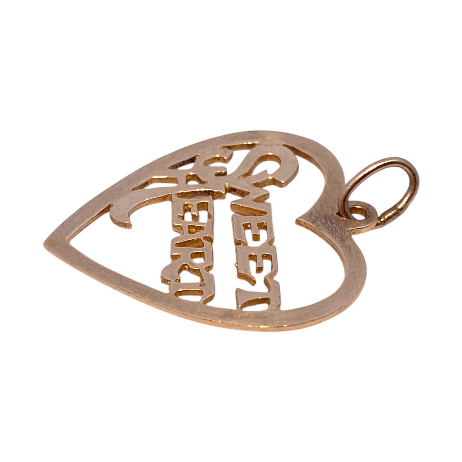 Vintage 14K Sweet Heart Charm Pendant
