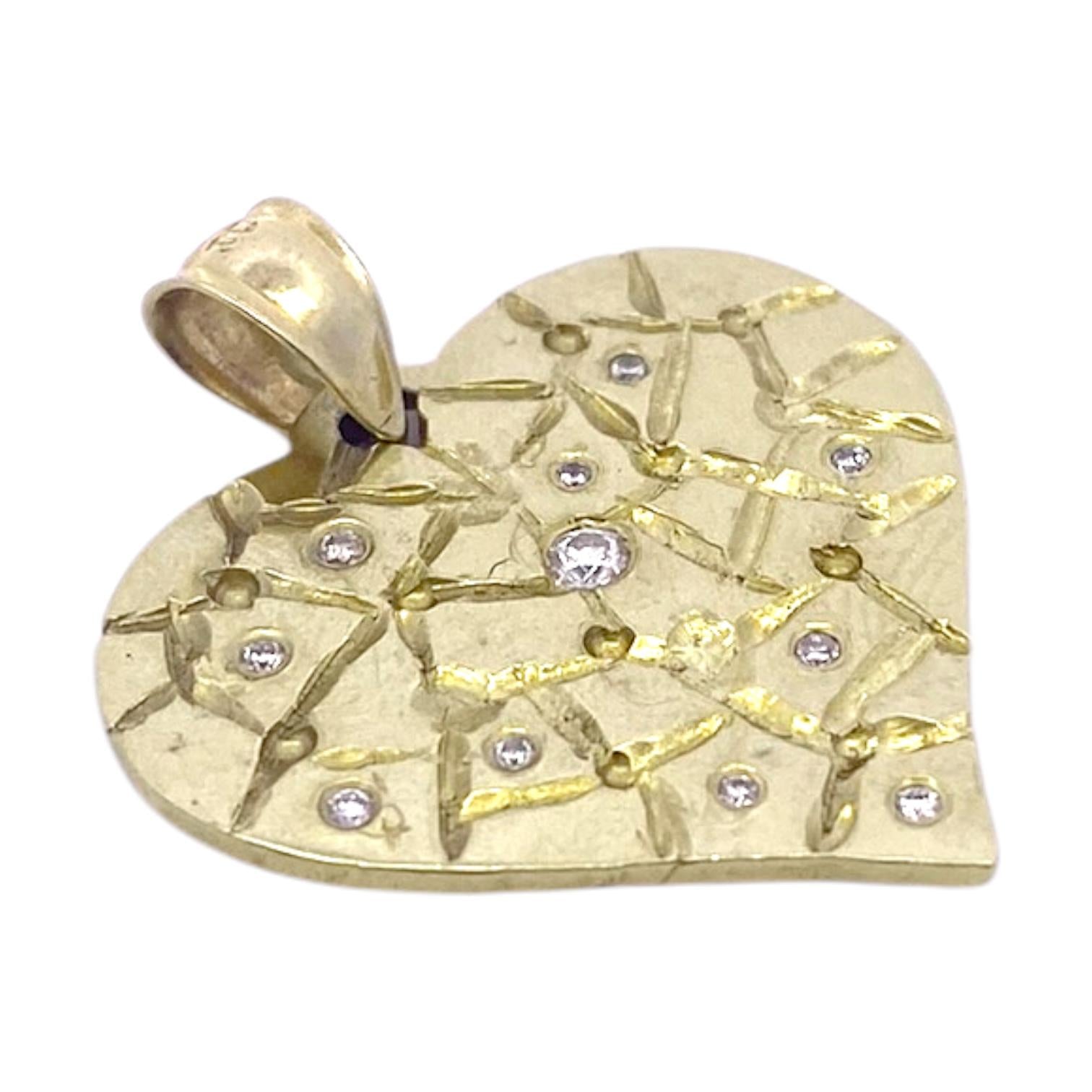 Vintage 14K Gold Diamond Heart Pendant