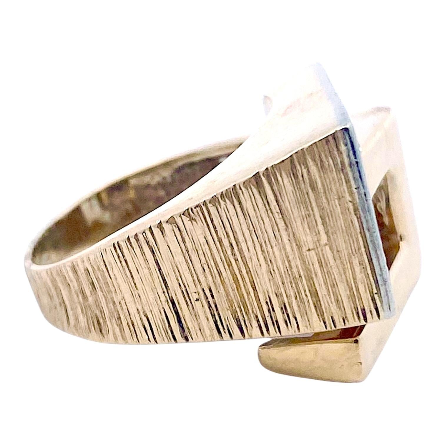 Vintage 14K Gold Mid Century Geometric Diamond Ring