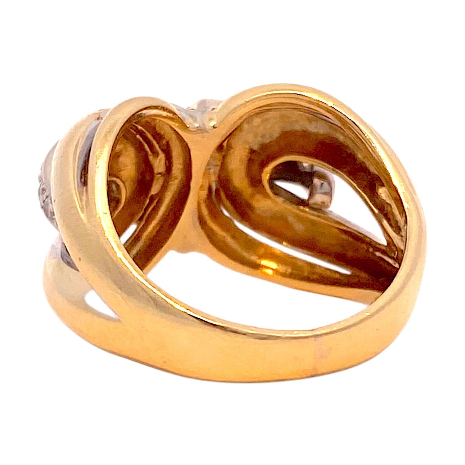 Vintage 18K Two Tone Diamond Cocktail Ring